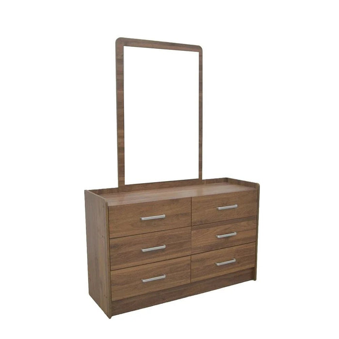 Supreme 6Drawers Master Dresser With Mirror-Light Walnut