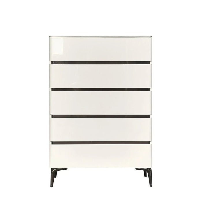 Santelmo Chest of 5 Drawers - High Gloss Light Beige - With 2-Year Warranty