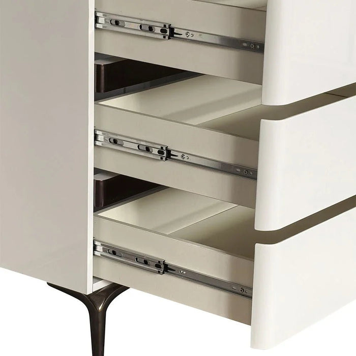 Santelmo Chest of 5 Drawers - High Gloss Light Beige - With 2-Year Warranty