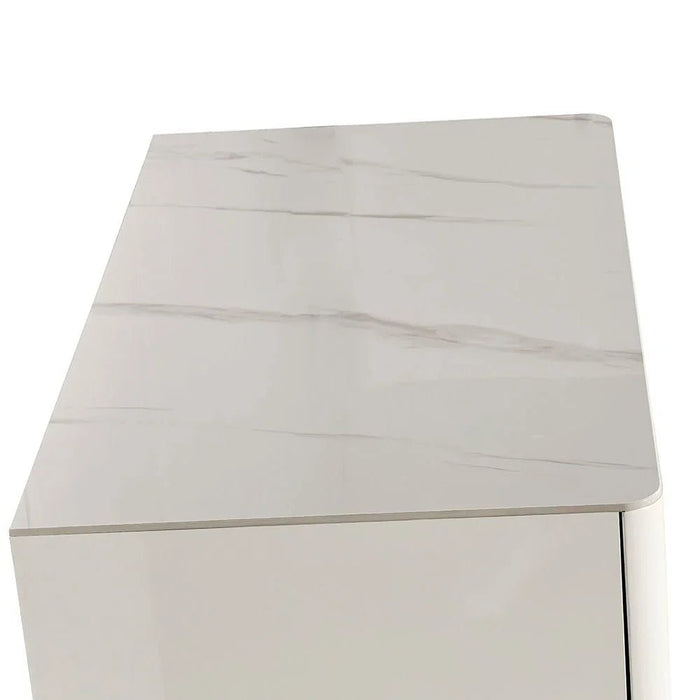 Santelmo Chest of 5 Drawers - High Gloss Light Beige - With 2-Year Warranty