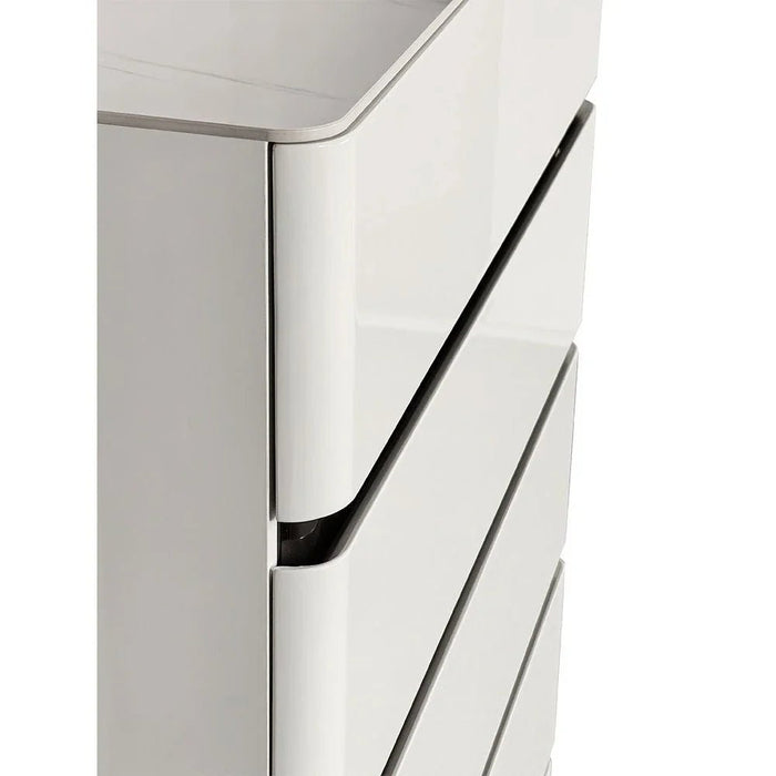 Santelmo Chest of 5 Drawers - High Gloss Light Beige - With 2-Year Warranty