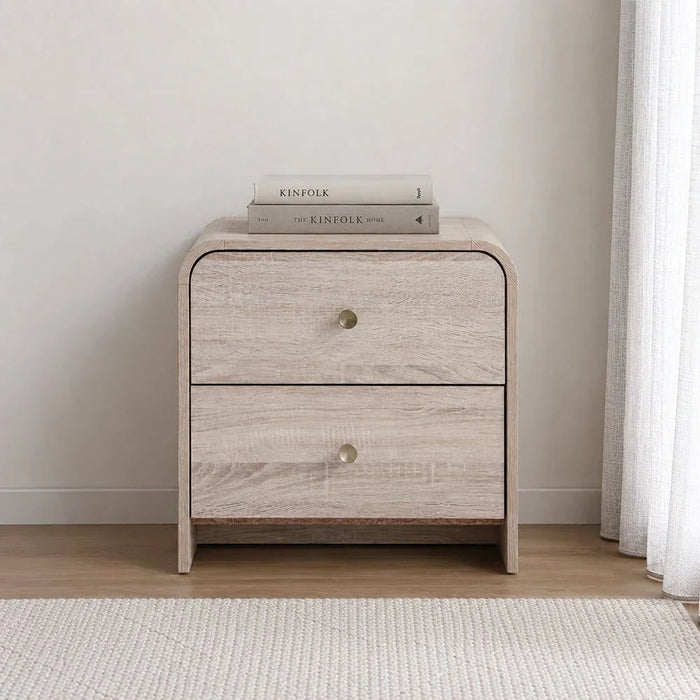 Monro 2-Drawer Nightstand - Natural Oak - With 2-Year Warranty