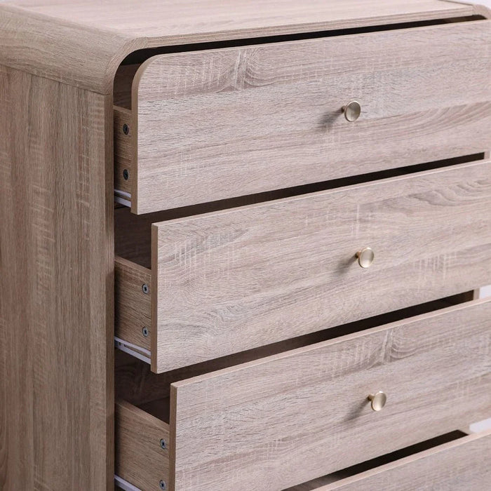 Monro Chest of 5 Drawers - Natural Oak - With 2-Year Warranty