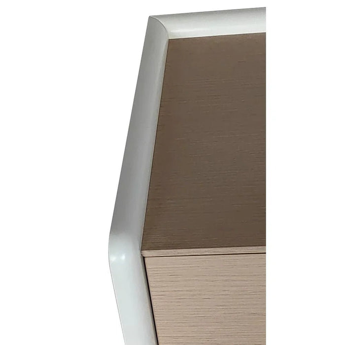 V2 BritaÊ 6 Drawer Dresser Mirror with Storage-Beige/White Oak