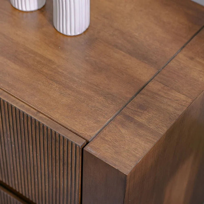 Zenia 2-Drawer Solid Wood Nightstand - Dark Brown - With 2-Year Warranty
