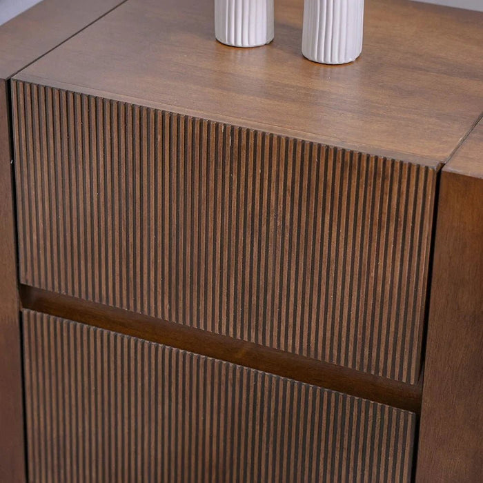 Zenia 2-Drawer Solid Wood Nightstand - Dark Brown - With 2-Year Warranty
