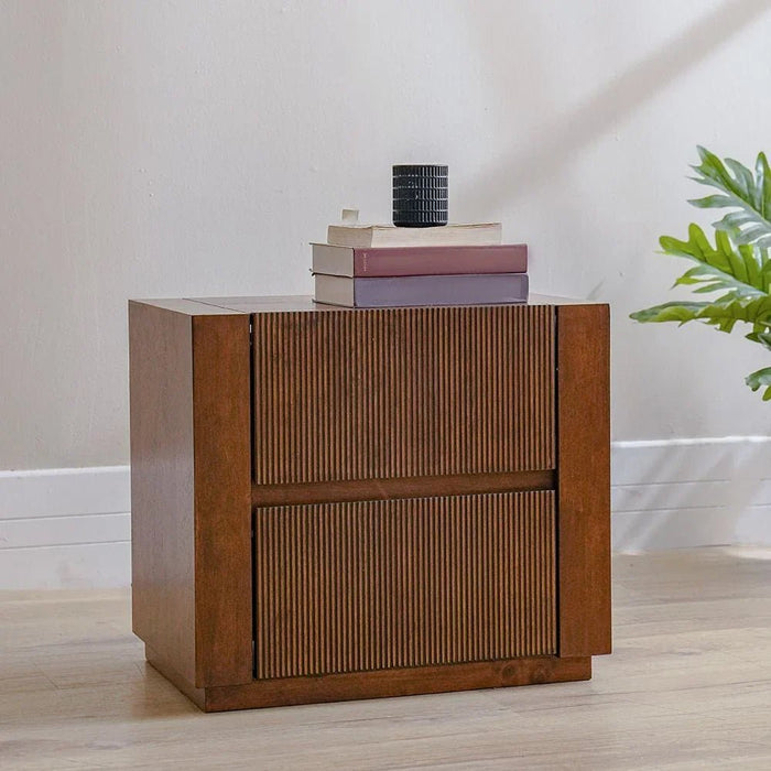 Zenia 2-Drawer Solid Wood Nightstand - Dark Brown - With 2-Year Warranty