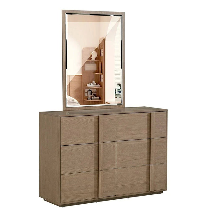 Allison 6-Drawer Master Dresser with Mirror and Stool - Natural Oak - With 2-Year Warranty