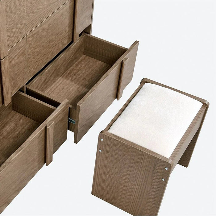 Allison 6-Drawer Master Dresser with Mirror and Stool - Natural Oak - With 2-Year Warranty