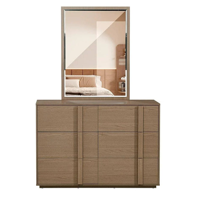 Allison 6-Drawer Master Dresser with Mirror and Stool - Natural Oak - With 2-Year Warranty