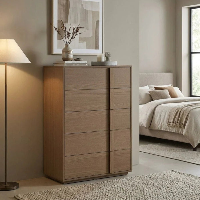 Allison Chest of 5 Drawers - Natural Oak - With 2-Year Warranty