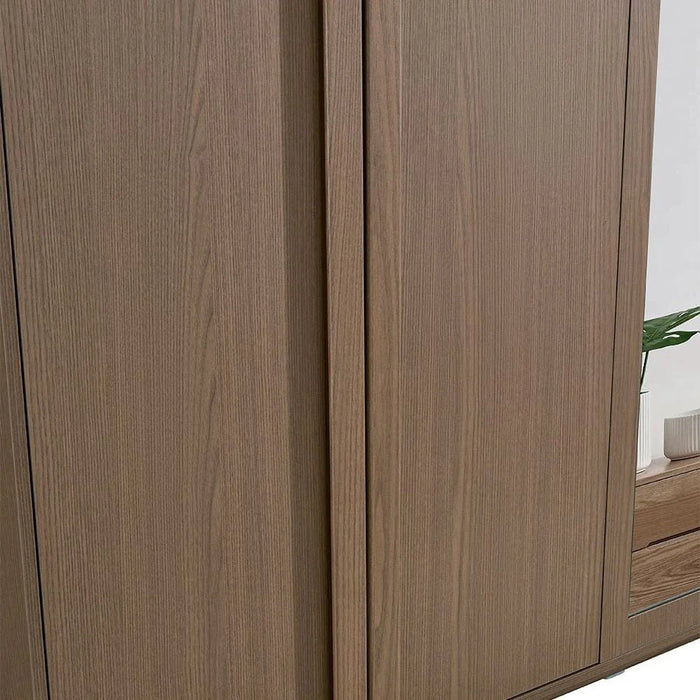 Allison 3 Door Wardrobe With Mirror- Natural Oak
