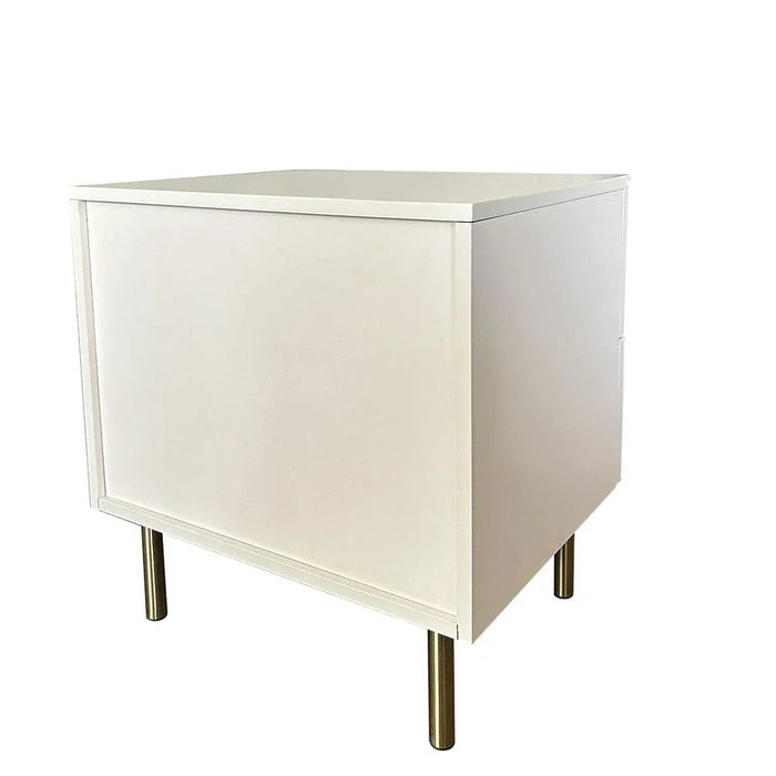 Orion 2-Drawer Nightstand - Beige/Brushed Gold - With 2-Year Warranty
