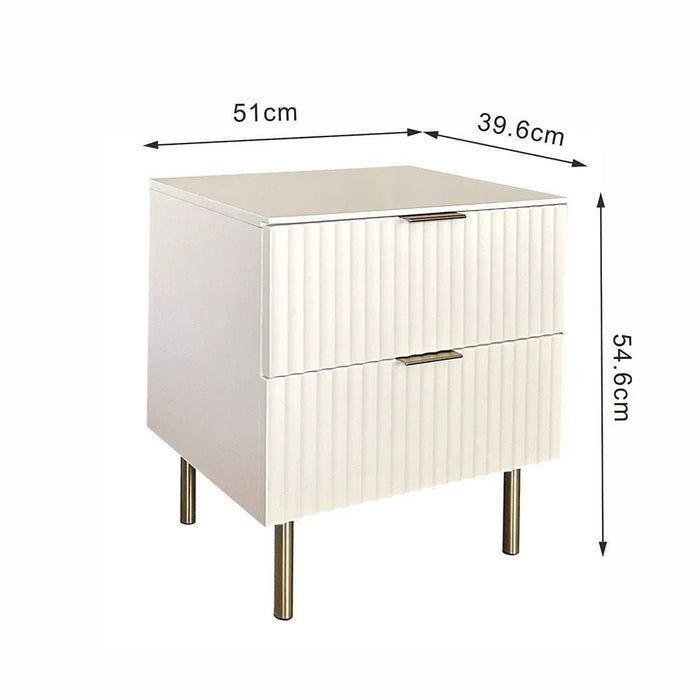 Orion 2-Drawer Nightstand - Beige/Brushed Gold - With 2-Year Warranty