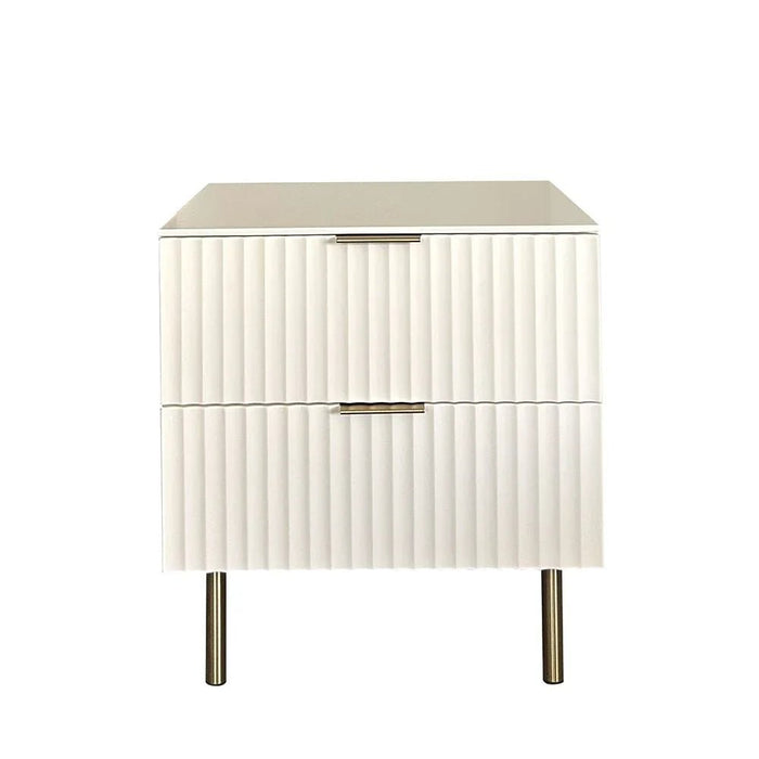 Orion 2-Drawer Nightstand - Beige/Brushed Gold - With 2-Year Warranty