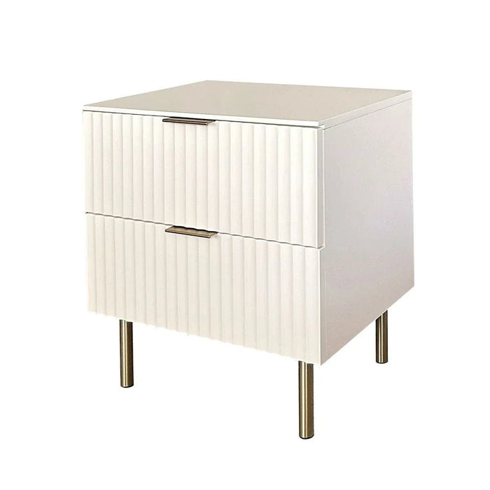 Orion 2-Drawer Nightstand - Beige/Brushed Gold - With 2-Year Warranty