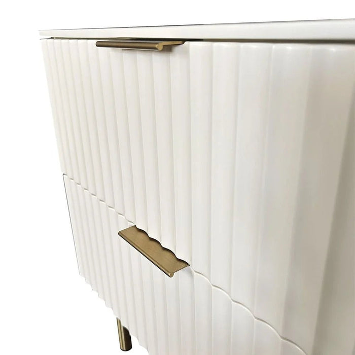 Orion 2-Drawer Nightstand - Beige/Brushed Gold - With 2-Year Warranty