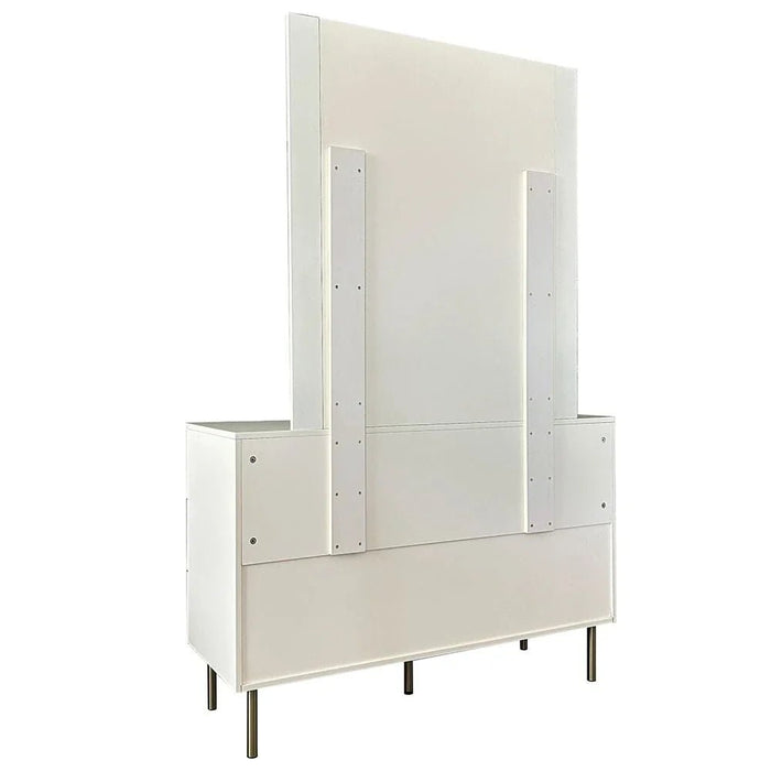 Orion Dresser with Mirror - Beige/Brushed Gold - With 2-Year Warranty