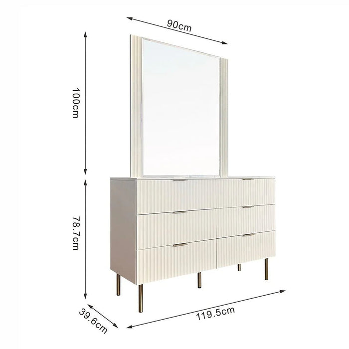Orion Dresser with Mirror - Beige/Brushed Gold - With 2-Year Warranty