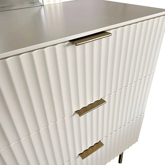 Orion Dresser with Mirror - Beige/Brushed Gold - With 2-Year Warranty