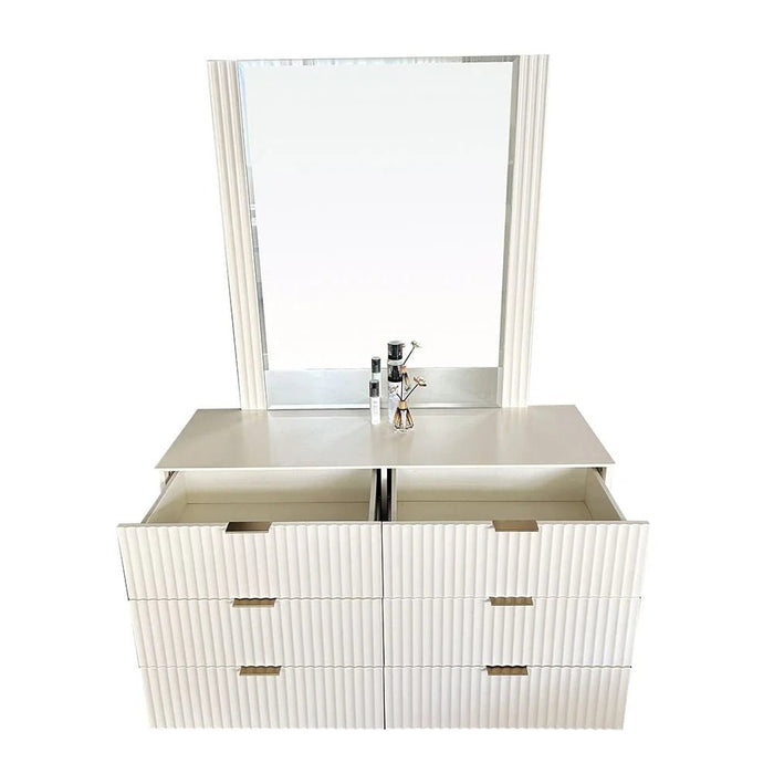 Orion Dresser with Mirror - Beige/Brushed Gold - With 2-Year Warranty