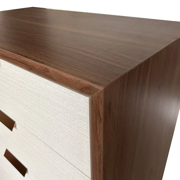 Terakkai Chest of 5 Drawers - Walnut/Beige/Bronze - With 2-Year Warranty