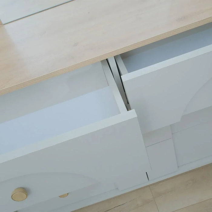 Reena 6 Drawer Dresser With Mirror -Dark Biege/Natural