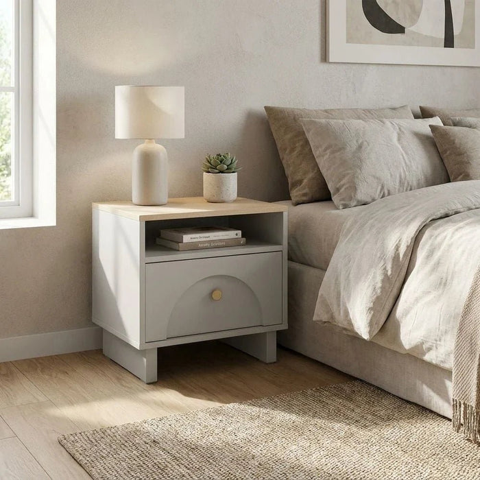 Reena Nightstand - Dark Biege/Natural - With 2-Year Warranty