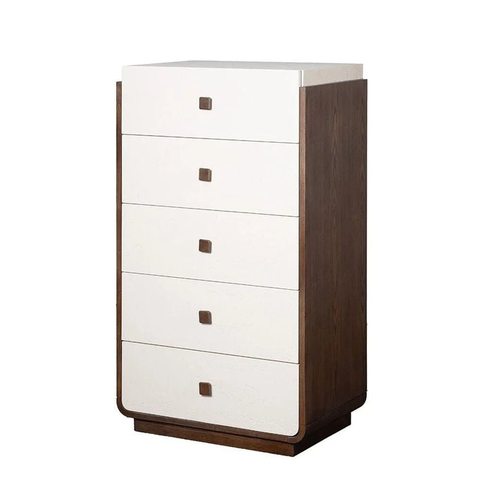 Oboro Chest of 5 Drawers - Walnut/Beige - With 2-Year Warranty