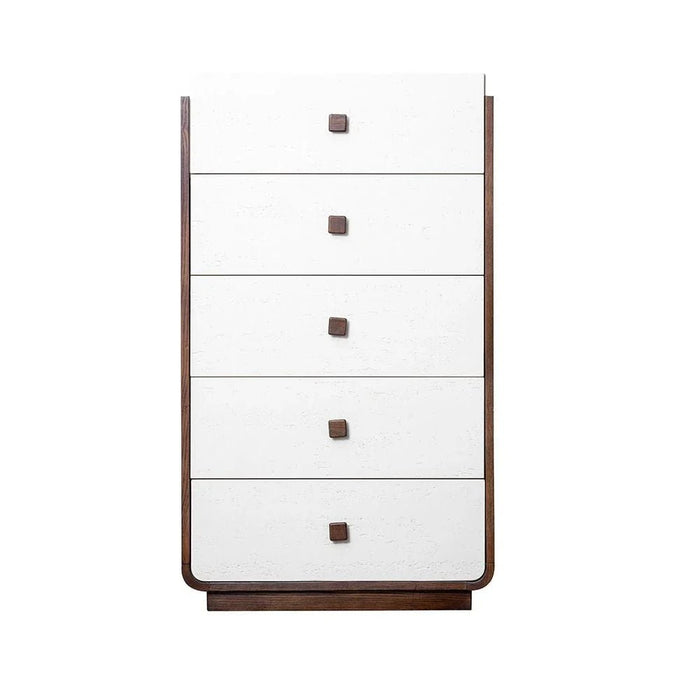 Oboro Chest of 5 Drawers - Walnut/Beige - With 2-Year Warranty