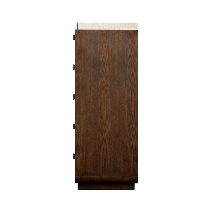 Oboro Chest of 5 Drawers - Walnut/Beige - With 2-Year Warranty