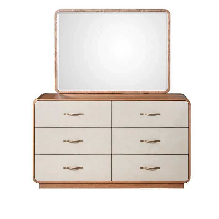 Nordomi 6-Drawer Dresser with Mirror with Stool - Beige/Natural - With 2-Year Warranty