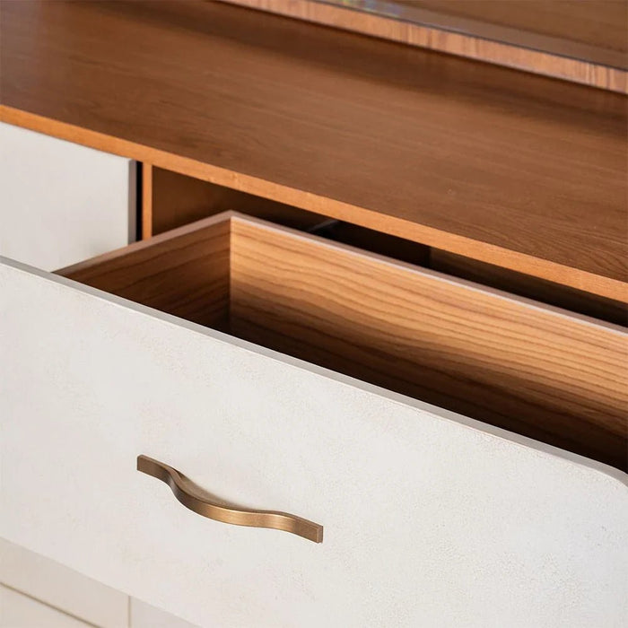 Nordomi 6-Drawer Dresser with Mirror with Stool - Beige/Natural - With 2-Year Warranty
