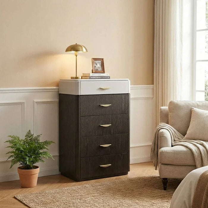DaVita Chest of 5 Drawers - Beige / Brown