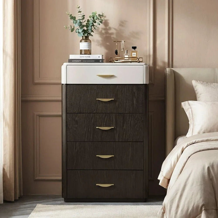 DaVita Chest of 5 Drawers - Beige / Brown
