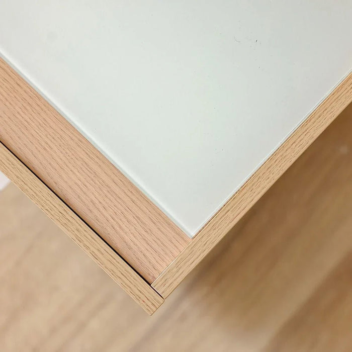 Float 2-Drawer Nightstand with Glass Top - Natural Oak - With 2-Year Warranty