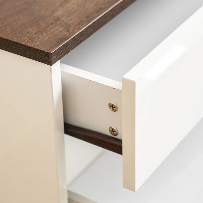 Sparkle 2-Drawer Nightstand - High Gloss White & Dark Brown - With 2-Year Warranty
