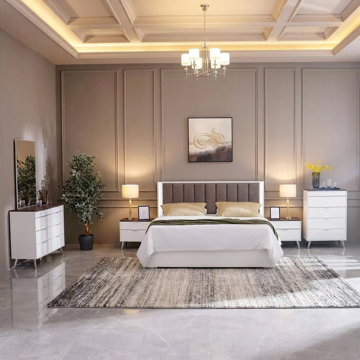 Sparkle 2-Drawer Nightstand - High Gloss White & Dark Brown - With 2-Year Warranty