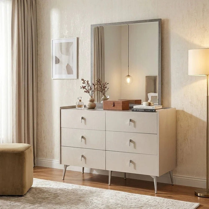 Gotham 6 Drawer Dresser With Mirror - Grey