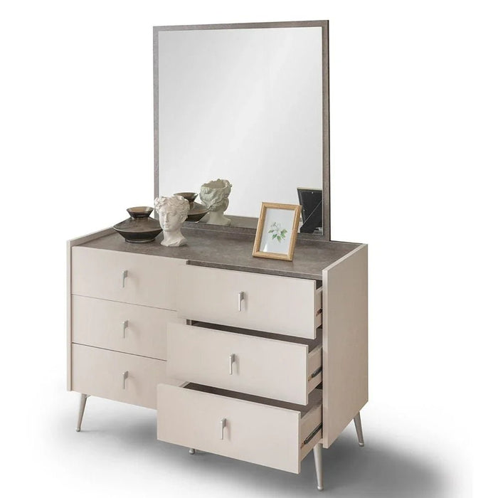 Gotham 6 Drawer Dresser With Mirror - Grey