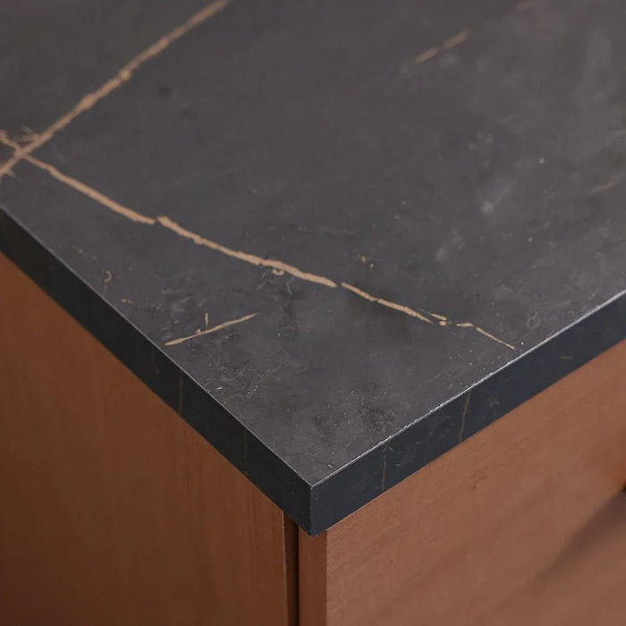 Pera 2 Drawer Night Stand - Walnut/Black Marble