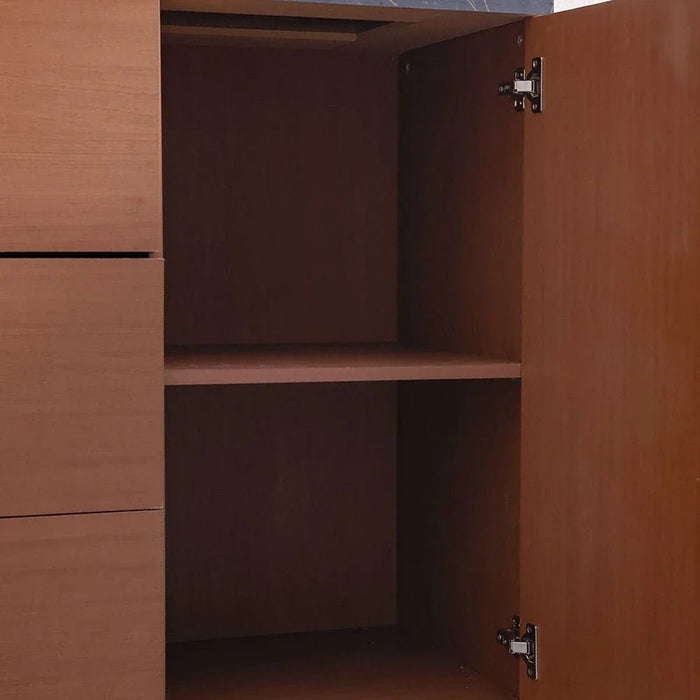 Pera Dresser with Mirror - Walnut/Black Marble