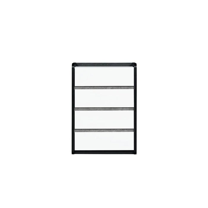 Diamond Chest Of 4 Drawers-Black+Gloss White