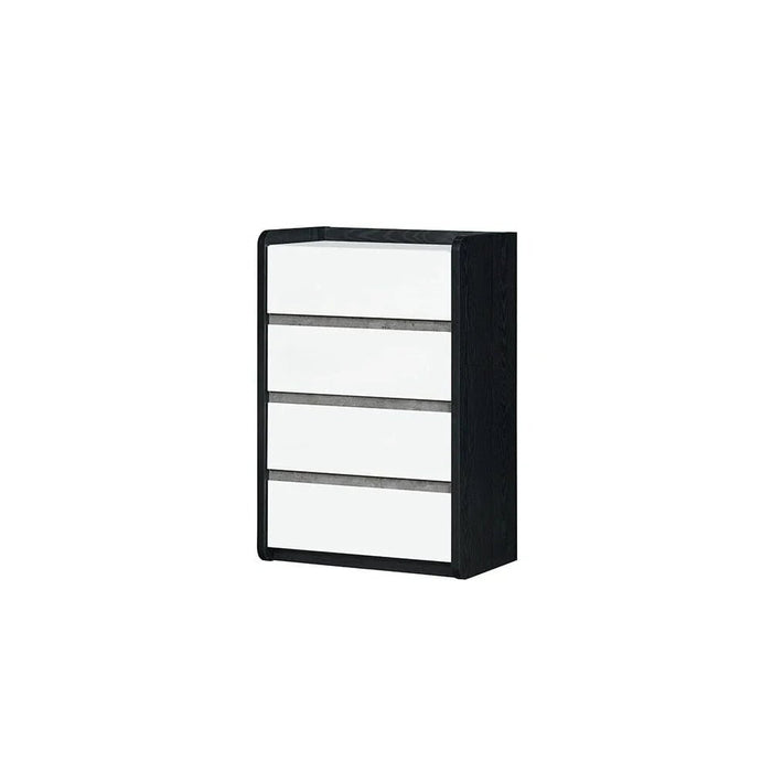 Diamond Chest Of 4 Drawers-Black+Gloss White