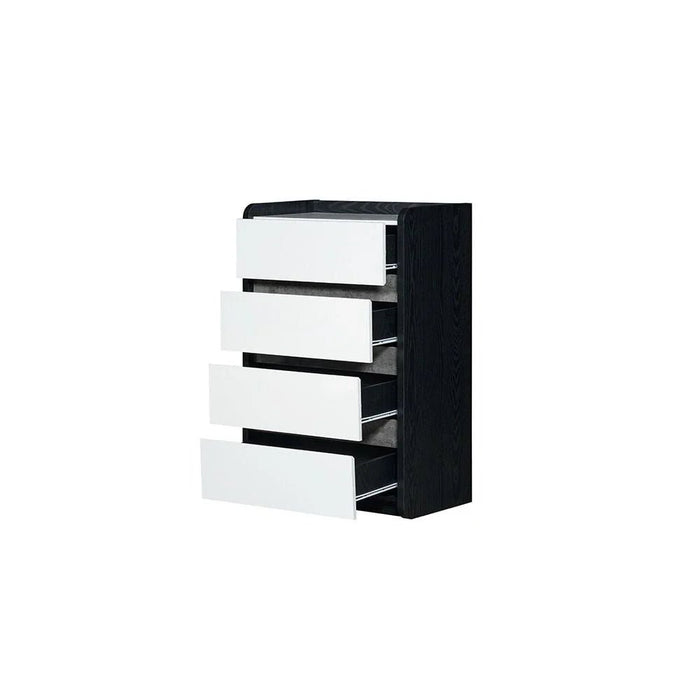 Diamond Chest Of 4 Drawers-Black+Gloss White