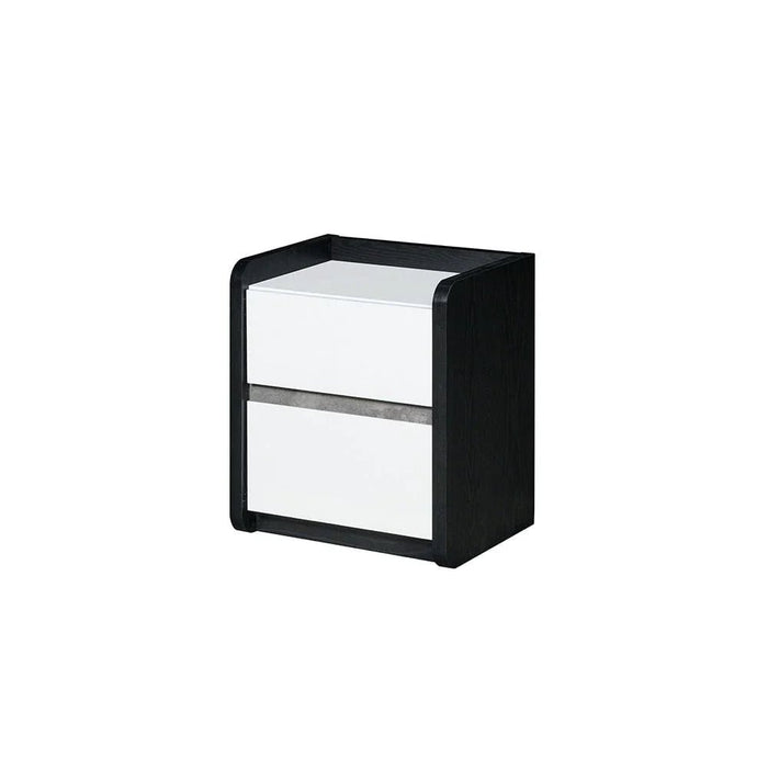 Diamond 2Drawers Nightstand-Black+Gloss White