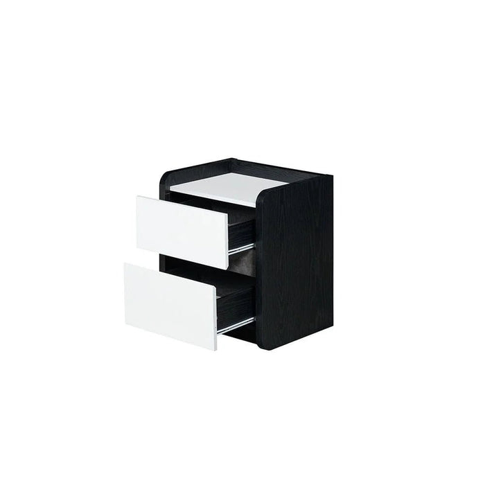 Diamond 2Drawers Nightstand-Black+Gloss White