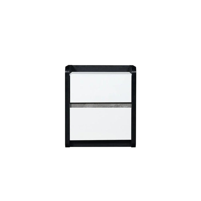 Diamond 2Drawers Nightstand-Black+Gloss White