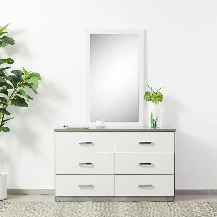Allano Dresser with Mirror - Cement /White - With 2-Year Warranty