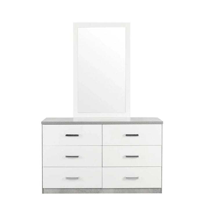 Allano Dresser with Mirror - Cement /White - With 2-Year Warranty